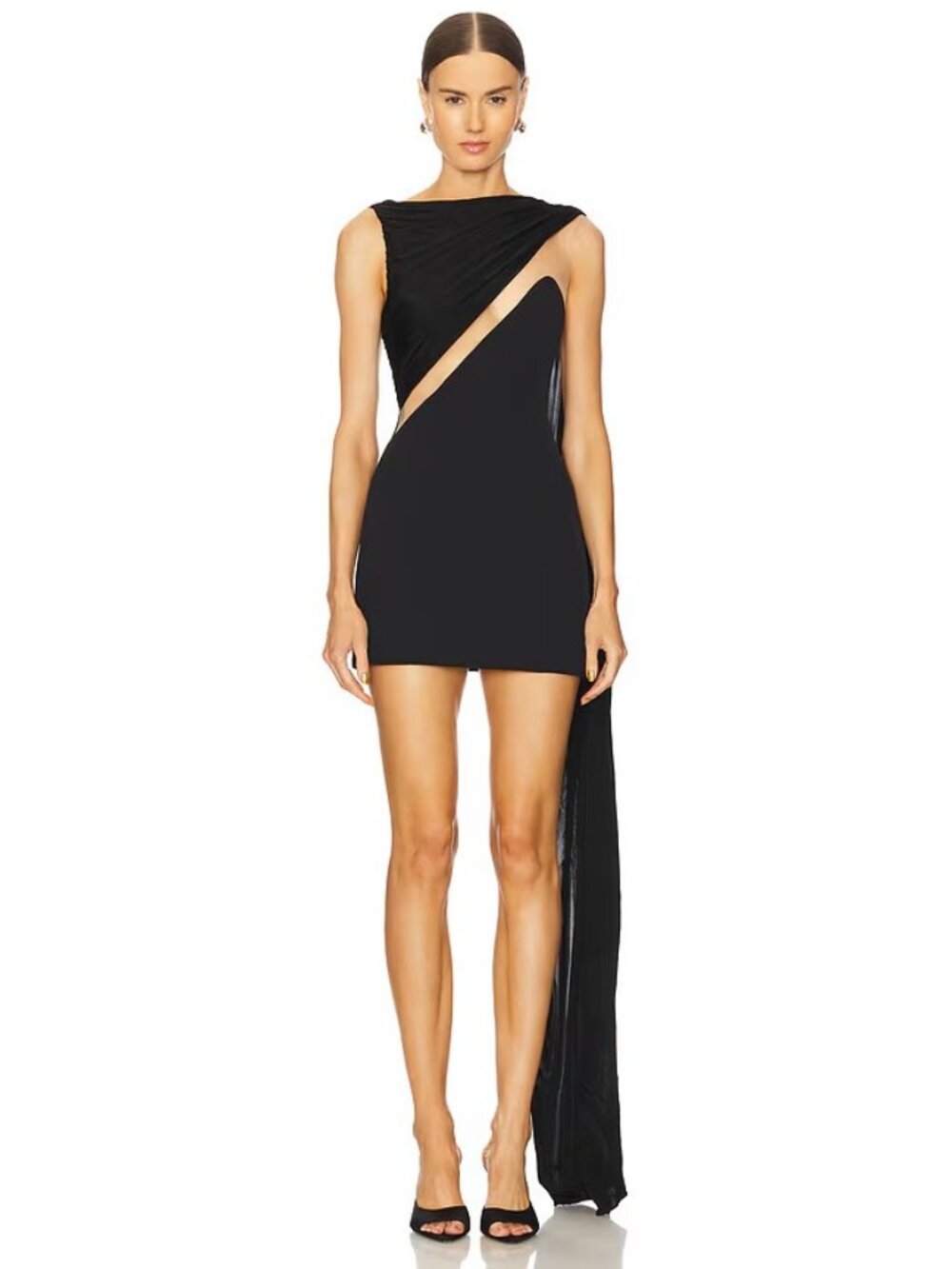David Koma Draped Chest Mini Dress in Black
